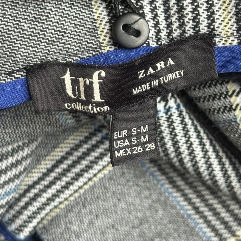 Zara‎ TRF Plaid Double Breasted Blazer Gray Check Small-Medium